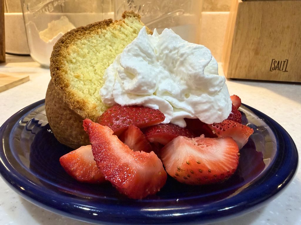 Old-Fashioned Cream Cheese Pound Cake (Served with Strawberries and Whipped Cream)